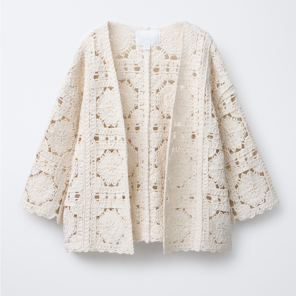 Cream macrame kimono